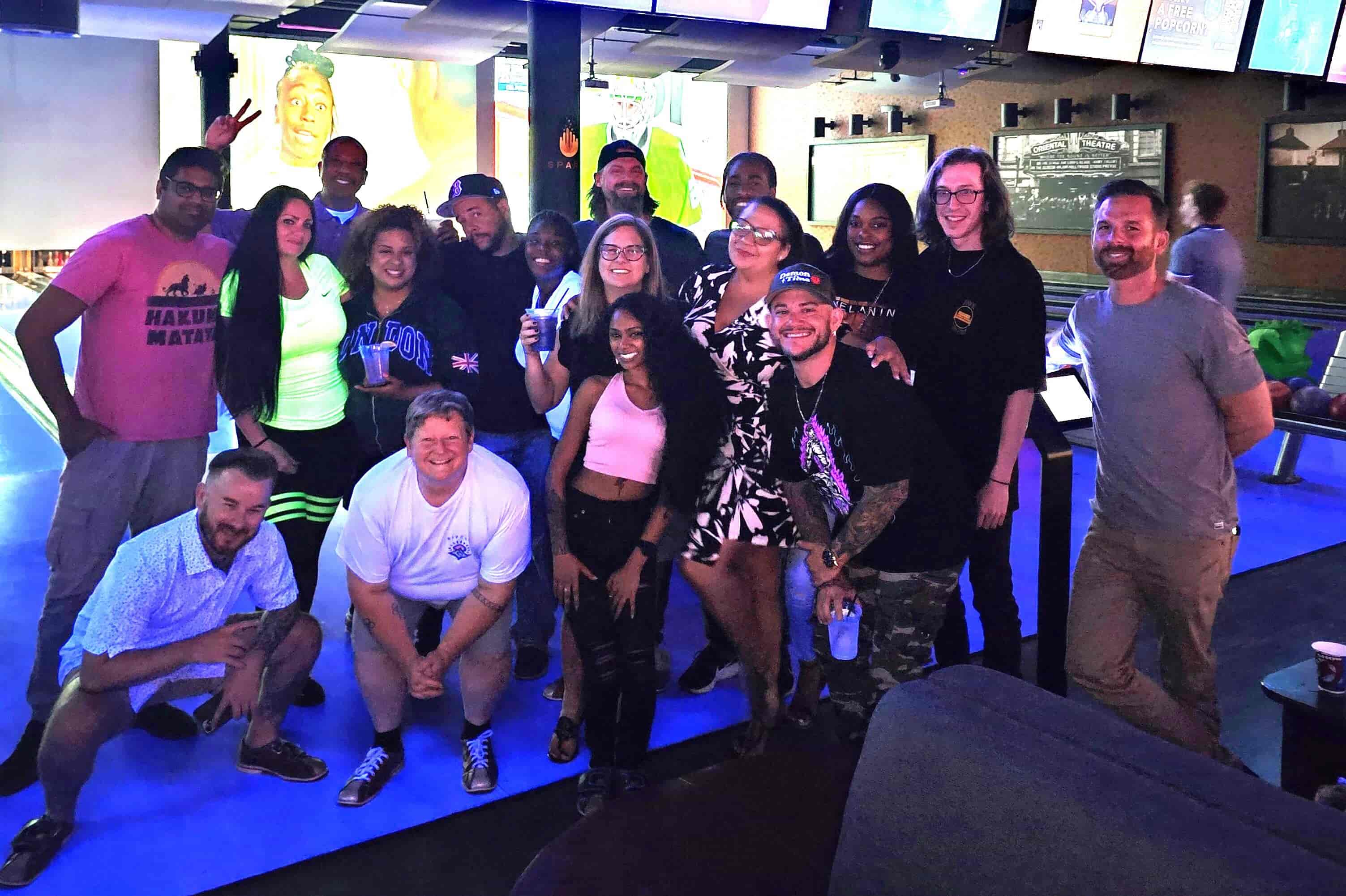 TST Staff Group Photo at the bowling alley
