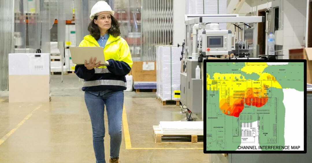 woman doing a wifi site survey