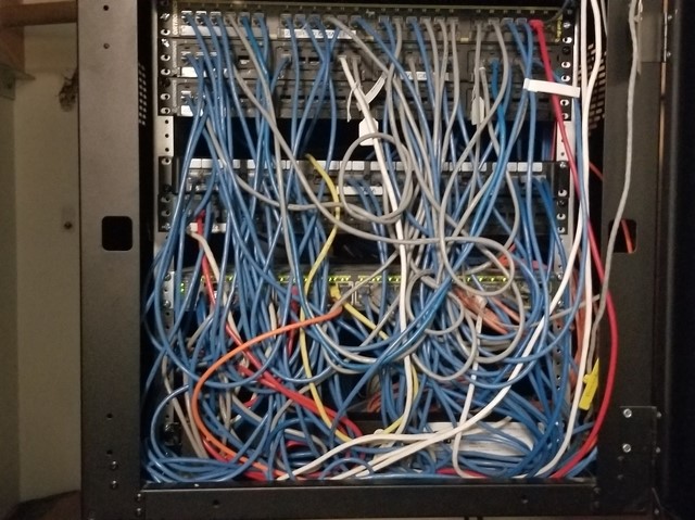 Tech Service Today's tangled network cabling cobweb is our IT disaster of the week